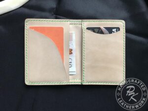 Cora RFID protected wallet with canvas insert and Green stitching