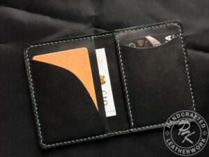 Cora RFID protected wallet in Black with Blue stitching