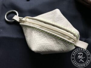 Jane diamond pouch in Beige with Green stitching